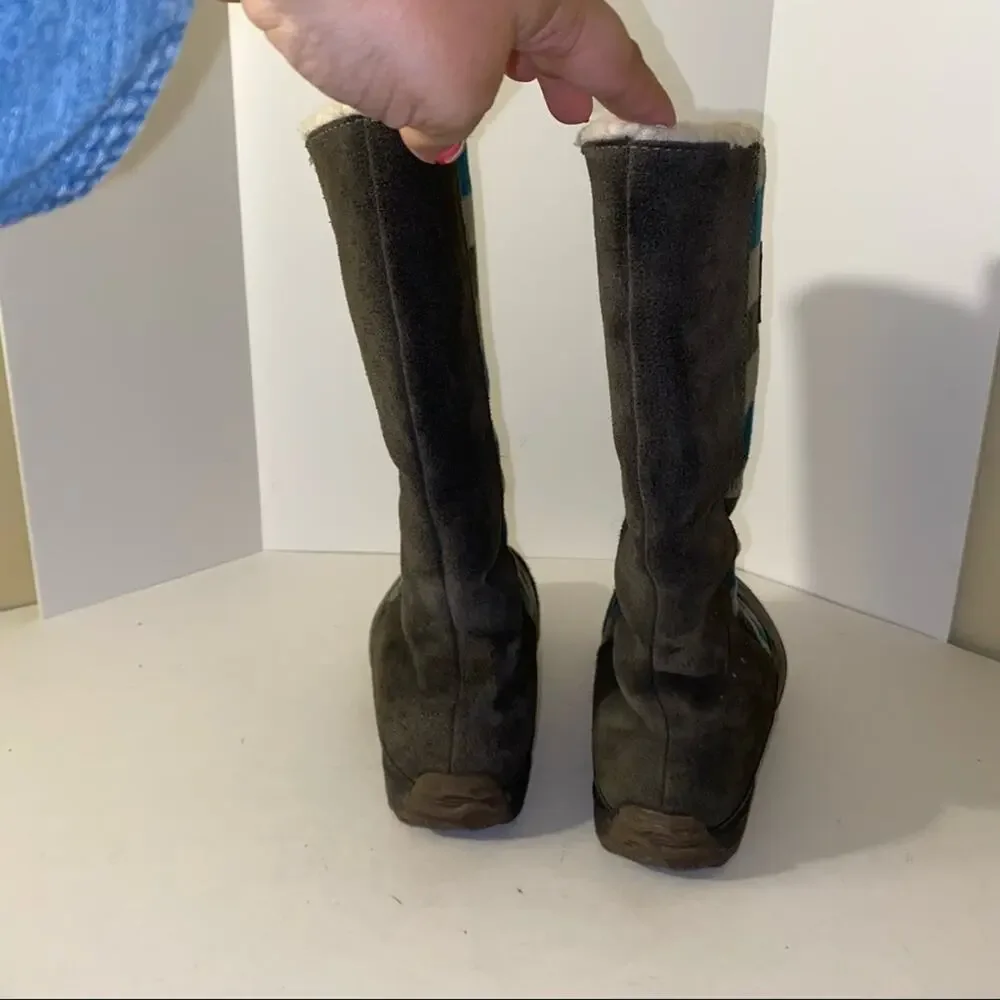 Sorel Plaid Blue Green Winter Rain Boots
